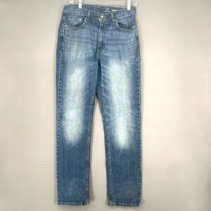 George Athletic Jeans Straight Leg‎ Mid Rise Stretch Med Distressed Blue 30x32
